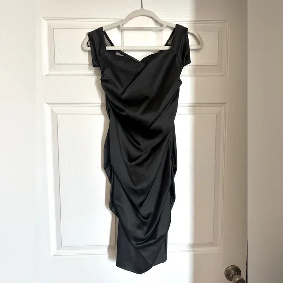 betsy adam black dress Betsy & Adam Shoulder-Bow Long Prom Dress A26256 Black / 2